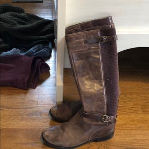 Brown leather zip up boots